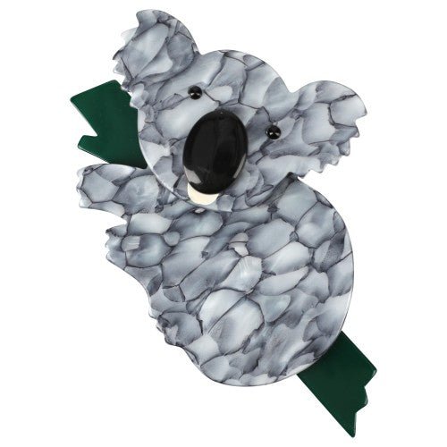 Marbled Grey and Green Koala Brooch - Galalith – Vintage Jewelry - handcrafted by Pavone by Pavone