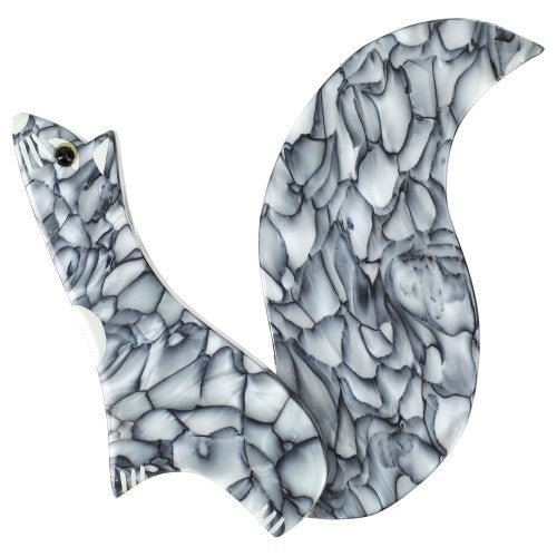 Marbled Grey Cassegrain Squirrel Brooch (large one) - Galalith – Vintage Jewelry - handcrafted by Pavone by Pavone