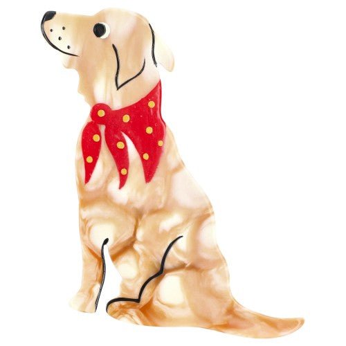Marbled Honey Yellow Labrador Dog Brooch (left) - Galalith – Vintage Jewelry - handcrafted by Pavone by Pavone