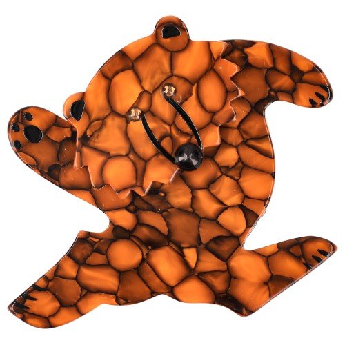Marbled Orange Dancing Bear Brooch - Galalith – Vintage Jewelry - handcrafted by Pavone by Pavone
