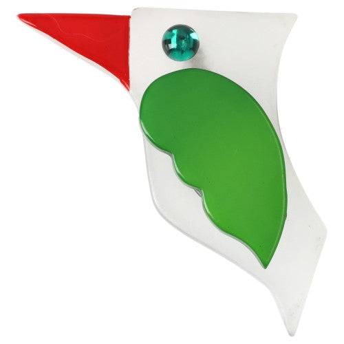 Plexiglas King Fisher Bird Brooch with Green Wing