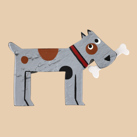 Grey Milou Dog Brooch