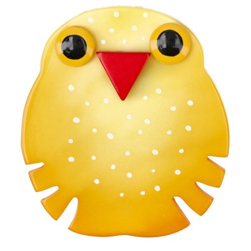 Mimosa Yellow Kiko Owl Brooch - Galalith – Vintage Jewelry - handcrafted by Pavone by Pavone