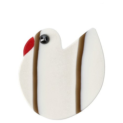 White and Brown Dove Brooch (Mini Brooch) - Galalith – Vintage Jewelry - handcrafted by Pavone by Pavone