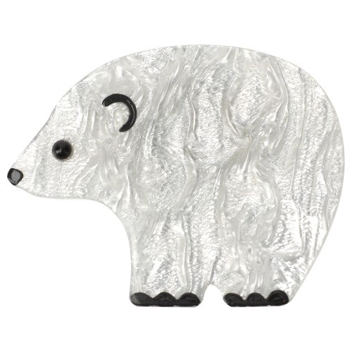 Pearly White Mini Round Bear Brooch