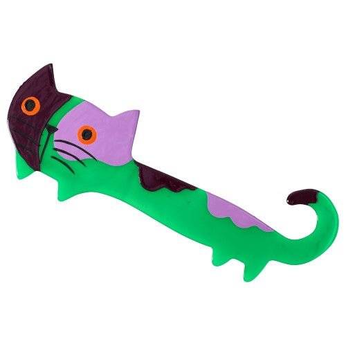 Mint Green, Purple and Lilac Yukiko Cat Brooch - Galalith – Vintage Jewelry - handcrafted by Pavone by Pavone