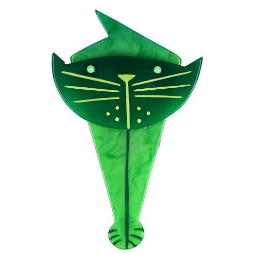 Mint Green Voltiko Cat Brooch - Galalith – Vintage Jewelry - handcrafted by Pavone by Pavone