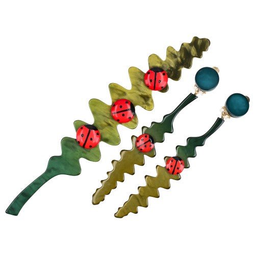 Moos Green Set Brooch and Earrings Fern Leaf Brooch - Galalith – Vintage Jewelry - handcrafted by Pavone by Pavone