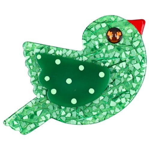 Mosaic Green Paloma Brooch (Large Size) - Galalith – Vintage Jewelry - handcrafted by Pavone by Pavone