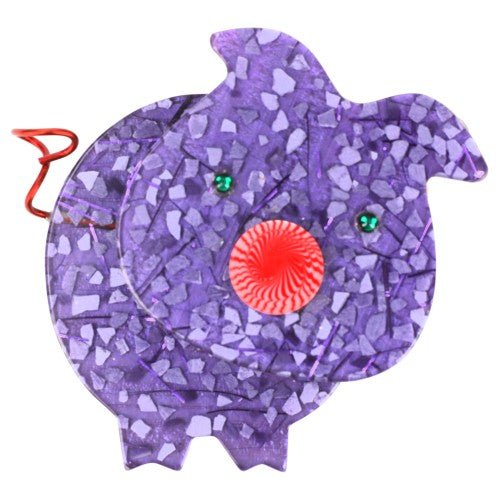 Mosaic Purple Pig Brooch GM - Galalith – Vintage Jewelry - handcrafted by Pavone by Pavone