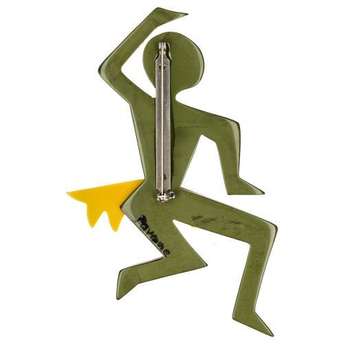 Moss Green and Yellow Dancing Josephine Brooch - Galalith – Vintage Jewelry - handcrafted by Pavone by Pavone