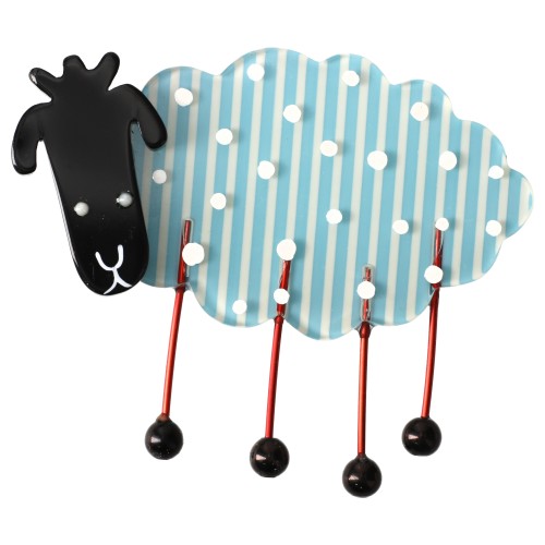 Sky blue striped with white polka dots Sheep Brooch GM