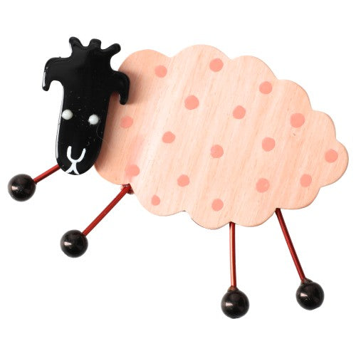 Pink streaked with polka dots Sheep Brooch PM