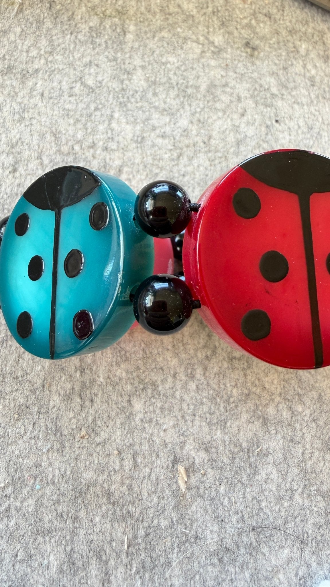 Multicolor Round Ladybug Bracelet - Galalith – Vintage Jewelry - handcrafted by Pavone by Pavone