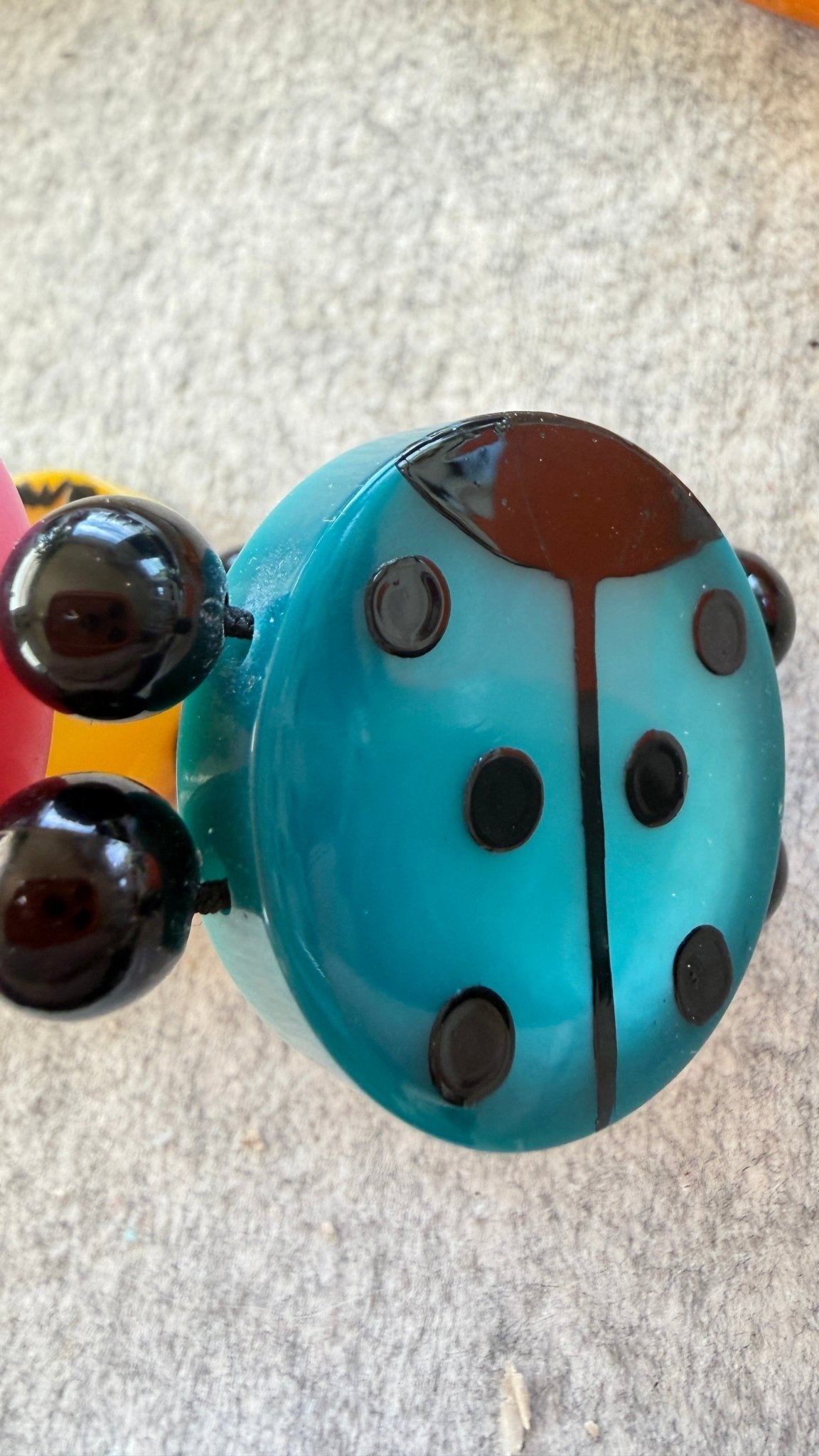 Multicolor Round Ladybug Bracelet - Galalith – Vintage Jewelry - handcrafted by Pavone by Pavone