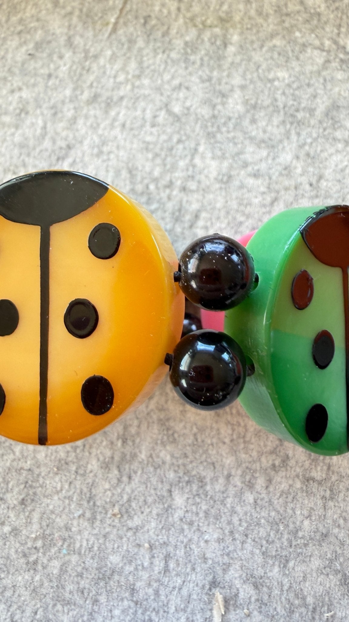 Multicolor Round Ladybug Bracelet - Galalith – Vintage Jewelry - handcrafted by Pavone by Pavone