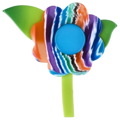 Multicolored and turquoise, Peony Flower Brooch - Galalith – Vintage Jewelry - handcrafted by Pavone by Pavone