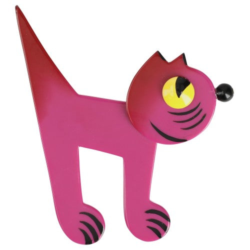 Cyclamen Pink Musico Cat  Brooch