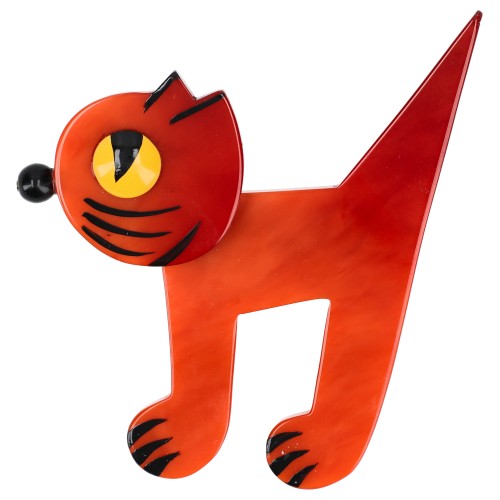Orange Musico Cat  Brooch