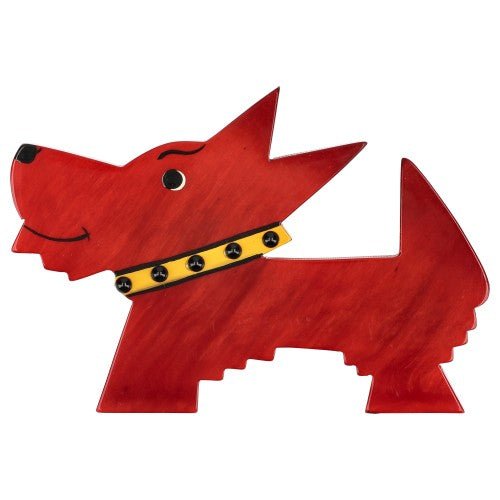 Red And Yellow Muso Dog Brooch handcrafted by Pavone by Pavone