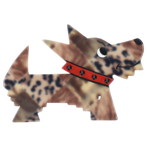 Spotted Brown Muso Dog Brooch