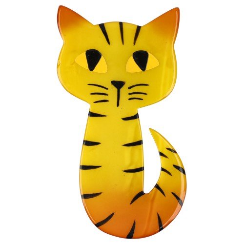 Yellow Mystery Cat Brooch - Galalith – Vintage Jewelry - handcrafted by Pavone by Pavone