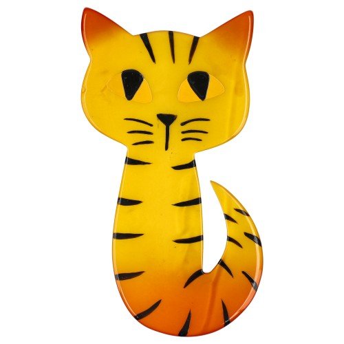 Yellow Mystery Cat Brooch - Galalith – Vintage Jewelry - handcrafted by Pavone by Pavone