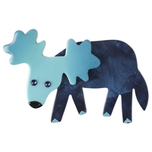 Navy Blue and Azur Blue Reindeer Brooch - Galalith – Vintage Jewelry - handcrafted by Pavone by Pavone
