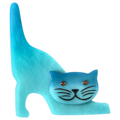 Aquamarine Blue Nino Cat Brooch