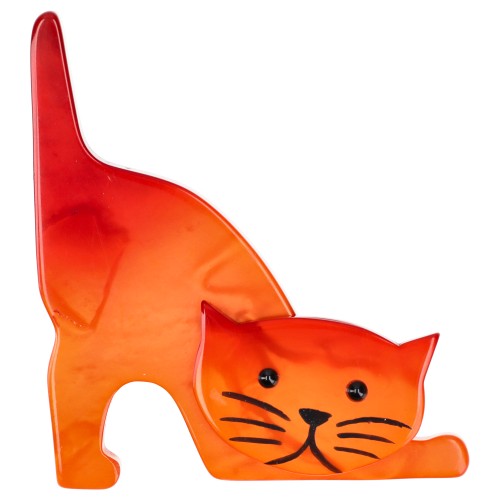 Orange Nino Cat Brooch
