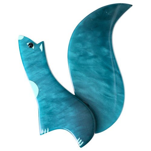 Ocean Blue Cassegrain Squirrel Brooch (large one) - Galalith – Vintage Jewelry - handcrafted by Pavone by Pavone