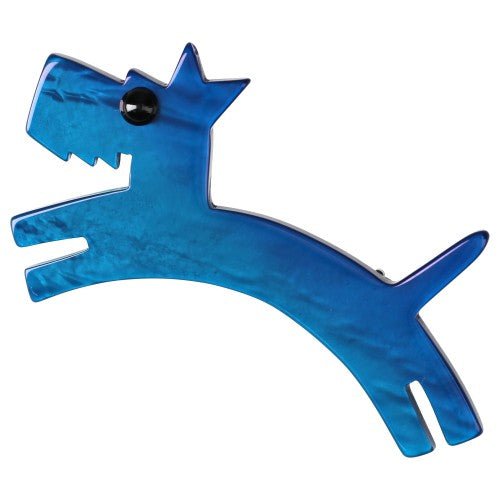 Ocean Blue Toufou Dog Brooch (left) - Galalith – Vintage Jewelry - handcrafted by Pavone by Pavone