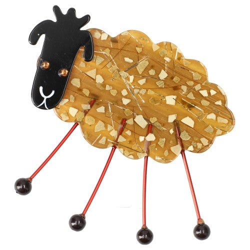 Ocher Mosaic Sheep Brooch GM - Galalith – Vintage Jewelry - handcrafted by Pavone by Pavone