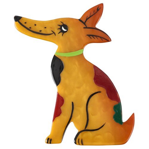 Ocher Yellow Jack Russel Dog Brooch - Galalith – Vintage Jewelry - handcrafted by Pavone by Pavone