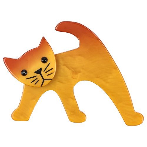 Ocher Yellow Ouistiti Cat Brooch - Galalith – Vintage Jewelry - handcrafted by Pavone by Pavone