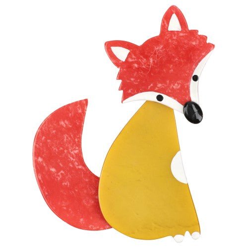 Ochre Yellow and Mottled Red Ladyfox Fox Brooch (small size) - Galalith – Vintage Jewelry - handcrafted by Pavone by Pavone