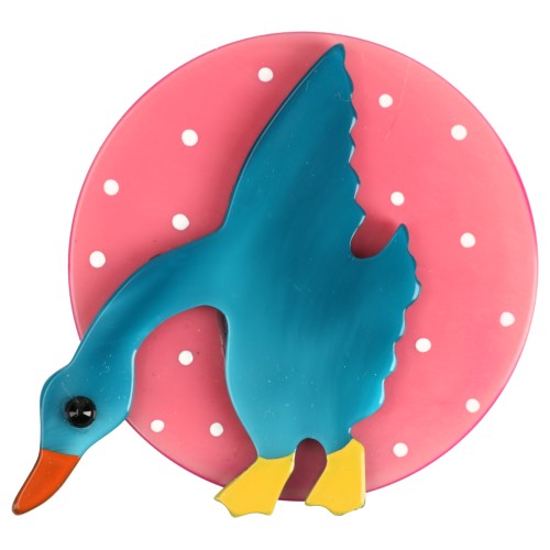 Turquoise on Candy Pink Wild Goose Brooch