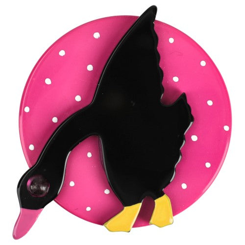 Black on Candy Pink Wild Goose Brooch