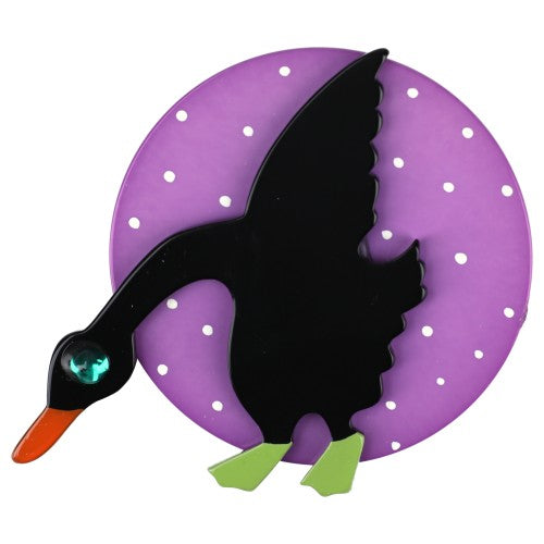 Black and Lilac Wild Goose Brooch