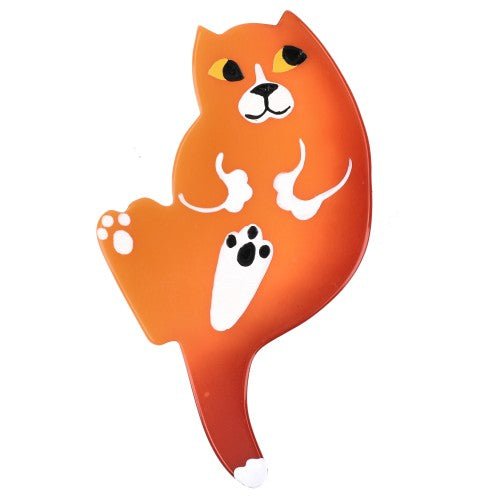 Orange and White B7 Cat Brooch - Galalith – Vintage Jewelry - handcrafted by Pavone by Pavone