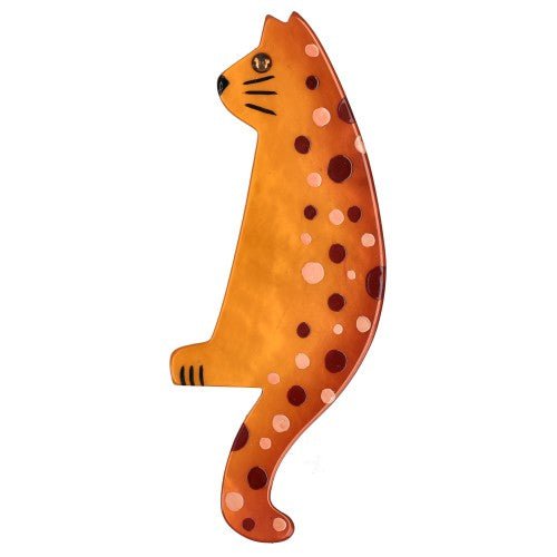 Orange Guilou Cat Brooch - Galalith – Vintage Jewelry - handcrafted by Pavone by Pavone