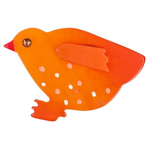 Orange Hen Brooch (Small Size) - Galalith – Vintage Jewelry - handcrafted by Pavone by Pavone