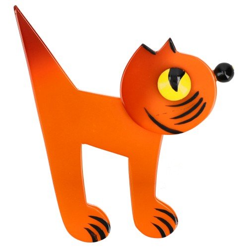 Orange Musico Cat Brooch (Right) - Galalith – Vintage Jewelry - handcrafted by Pavone by Pavone