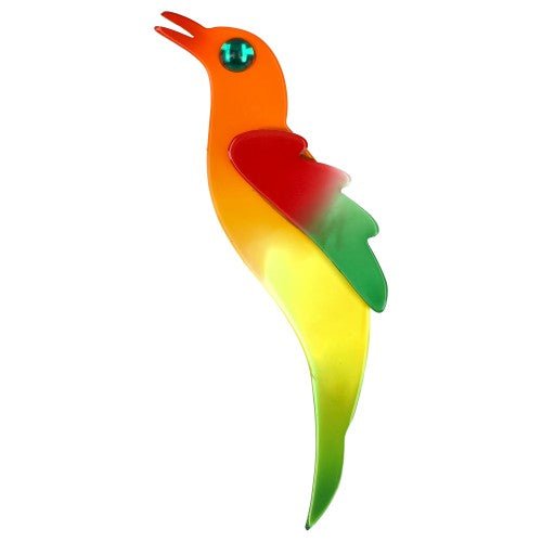 Orange Rainbow Colibri Bird Brooch - Galalith – Vintage Jewelry - handcrafted by Pavone by Pavone