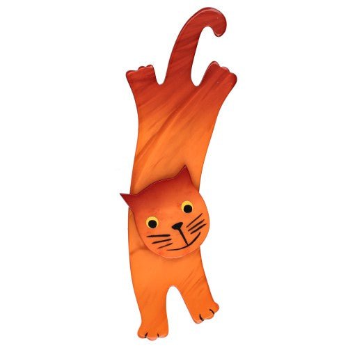 Orange Ravi Cat Brooch - Galalith – Vintage Jewelry - handcrafted by Pavone by Pavone