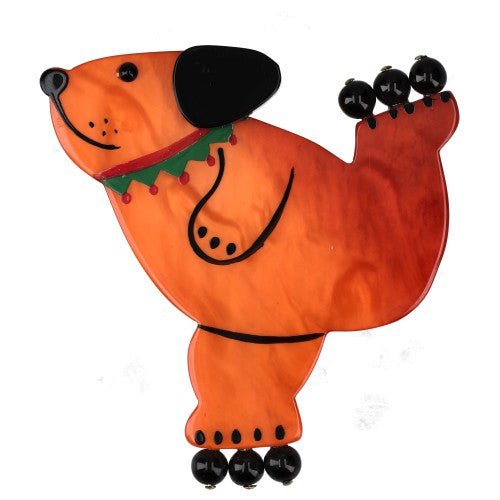 Orange Roller Bear Brooch - Galalith – Vintage Jewelry - handcrafted by Pavone by Pavone