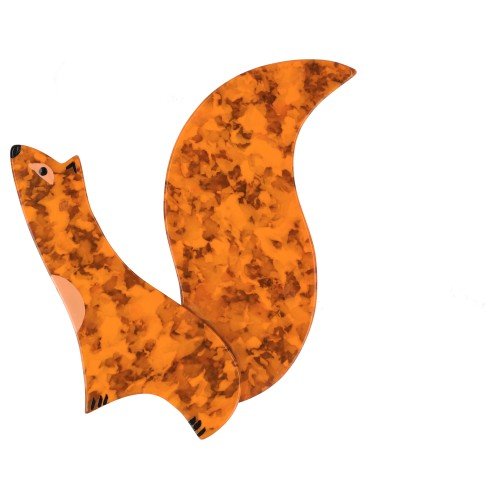 Orange Sparkle Cassegrain Squirrel Brooch (large one) - Galalith – Vintage Jewelry - handcrafted by Pavone by Pavone