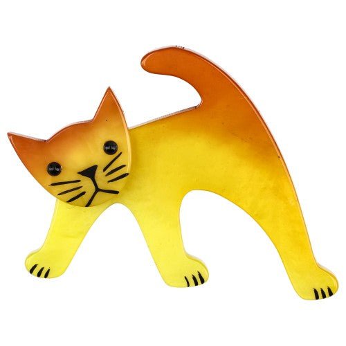 Light Yellow Ouistiti Cat Brooch - Galalith – Vintage Jewelry - handcrafted by Pavone by Pavone