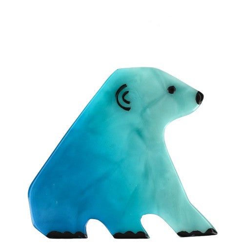Aquamarine Blue Sitting Boubou Bear Brooch