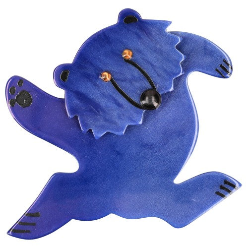 Denim Blue Dancing Bear Brooch